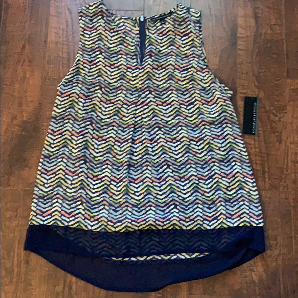 Beautiful high/low sleeveless sheer tunic